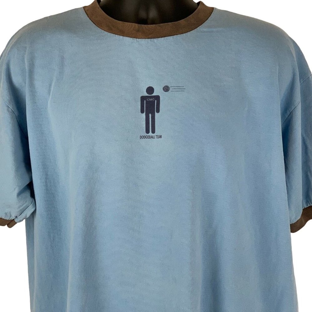 CMC Dodgeball Team Ringer T Shirt Blue Cotton Anvil Graphic Tee XL X-Large